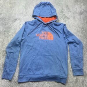 The North Face Hoodie Mens M Blue Orange Half Dome Surgent Logo Pullover Florida